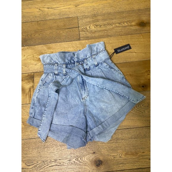 BLANKNYC Paperbag Jean Shorts in Caribbean Blue - Picture 8 of 12